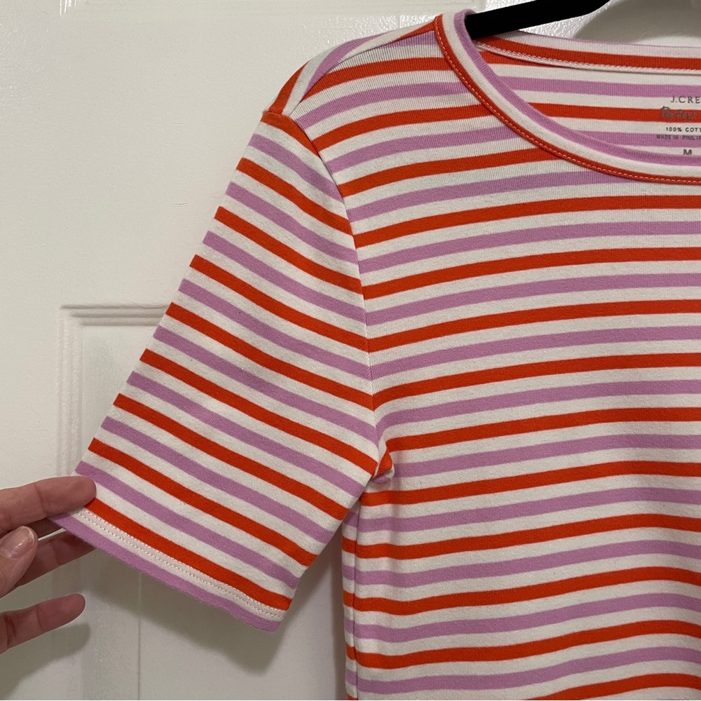 J Crew Tee Shirt Womens Medium Perfect Fit Cotton Striped Short Sleeve Casual - Picture 3 of 8